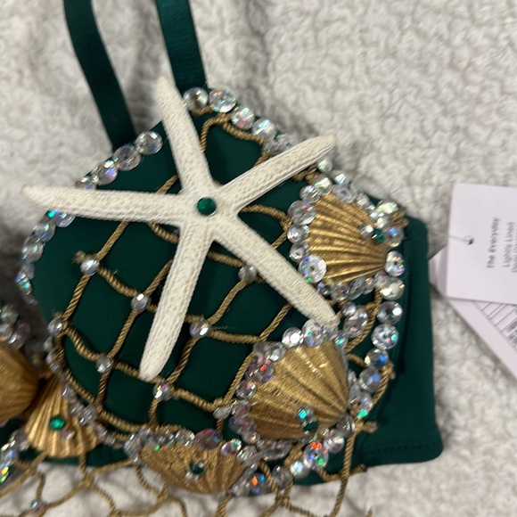 shell embellishment bra on green 32c.bra is by Auden - Picture 5 of 8